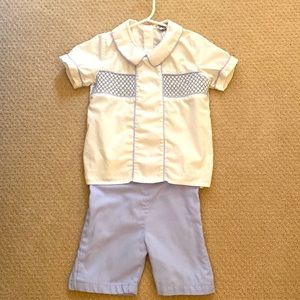 Perfect Easter Outfit! Boys Smockingbird Smocked Top & Shorts Set. Size 6.